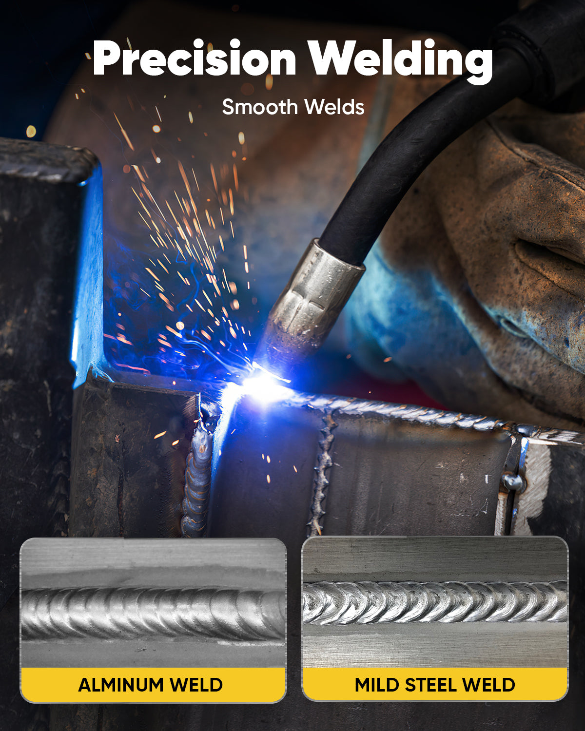 MIG250 Aluminum MIG Welder 6 in 1 LED Display Multi-process Welding Machine 110/220V IGBT Inverter Gas MIG/Gasless Flux Core/Lift TIG/Spot Welding/Stick ARC MMA/Spool Gun Welder Machine Large LED Display
