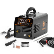 HVM200 MIG Welder Flux Core Welder 3 in 1 Gasless MIG Welder/Lift TIG/Stick Welding Machine Portable IGBT Inverter Automatic Wire Feeding Welder Machine Large LED Display