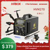 HVM270 Aluminum MIG Welder and Plasma Cutter Combo 6 IN 1  Gas/Gasless MIG/Stick/Lift TIG/CUT/Spot 220V Multi Process Welder with IGBT Inverter, Max Cut 15mm
