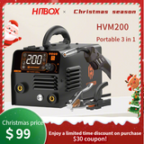 HVM200 MIG Welder Flux Core Welder 3 in 1 Gasless MIG Welder/Lift TIG/Stick Welding Machine Portable IGBT Inverter Automatic Wire Feeding Welder Machine Large LED Display