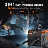 MIG145II 3 in 1 Flux Core MIG/Lift TIG/MMA Welder with Dual Voltage (110V/220V)