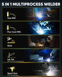 HZXVOGEN HVM205P 5-in-1 Synergic Multiprocess Welder | Aluminum Capable | Dual Voltage 110V/220V Inverter Machine The Ultimate All-in-One Powerhouse for Precision Welding and Fabrication.