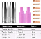 16PCS Welding Torch Consumables MB15 15AK 0.8/1.0mm 0.32"/ 0.39" Contact Tip Nozzles Welding Nozzles Welding Tips Welding Torch MIG Welding Device