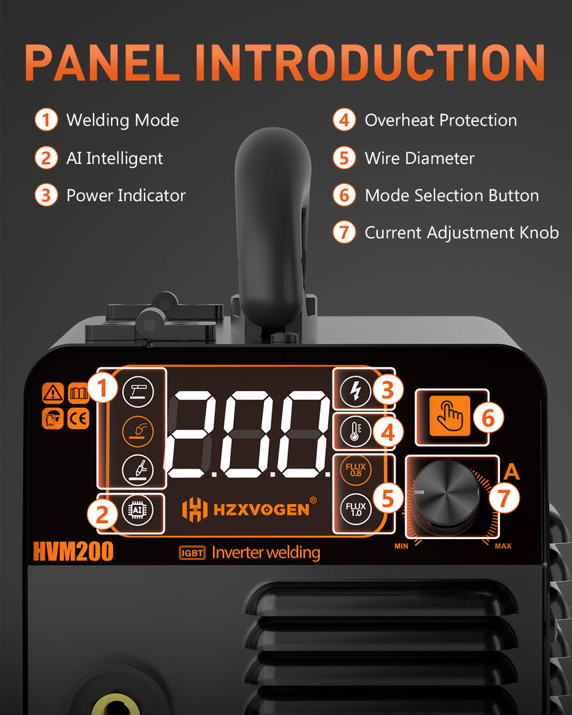 HVM200 MIG Welder Flux Core Welder 3 in 1 Gasless MIG Welder/Lift TIG ...