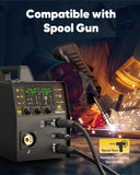 MIG250 Aluminum MIG Welder 6 in 1 LED Display Multi-process Welding Machine 110/220V IGBT Inverter Gas MIG/Gasless Flux Core/Lift TIG/Spot Welding/Stick ARC MMA/Spool Gun Welder Machine Large LED Display