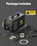 MIG250 Aluminum MIG Welder 6 in 1 LED Display Multi-process Welding Machine 110/220V IGBT Inverter Gas MIG/Gasless Flux Core/Lift TIG/Spot Welding/Stick ARC MMA/Spool Gun Welder Machine Large LED Display