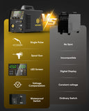 MIG250 Aluminum MIG Welder 6 in 1 LED Display Multi-process Welding Machine 110/220V IGBT Inverter Gas MIG/Gasless Flux Core/Lift TIG/Spot Welding/Stick ARC MMA/Spool Gun Welder Machine Large LED Display