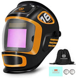 New! HZXVOGEN Welding Helmet Large Viewing Screen True Color Solar Powered Auto Darkening with LCD Setting Display 4 Arc Sensors Shade 5/9-9/13 for TIG MIG Arc and Grinding (Model: LY900A)