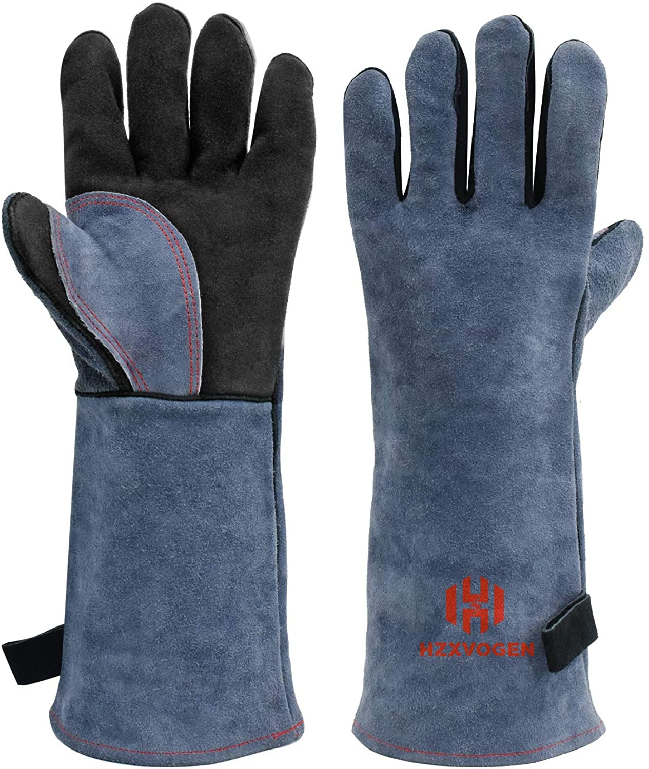 HZXVOGEN 16 Inches 932℉ Heat Fire Resistant Welding Gloves BBQ Grill Gloves  for Arc Tig Mig Wood Stove Barking Oven Fireplace Welder Gloves – Free
