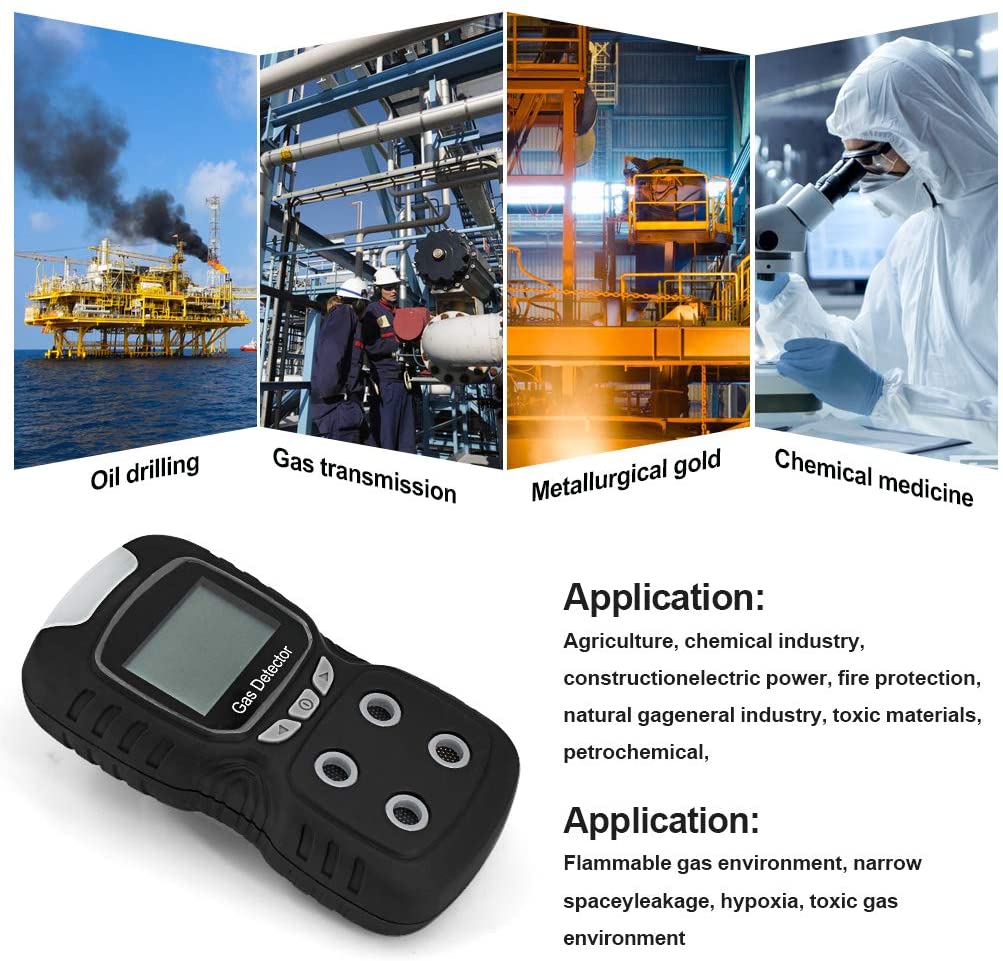 HZXVOGEN Portable Gas Detector Gas Clip 4-Gas Monitor Meter Tester Ana
