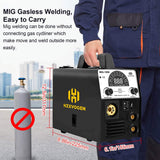 HZXVOGEN MIG185 Multifunctional MIG Welder 110V 220V 185A with Color LCD Display IGBT Inverter MIG MMA Lift TIG Stick Gas Mix Gases Gasless Flux Cored Wire Solid Core Wire Welding Machine