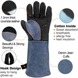 HZXVOGEN 16 Inches 932℉ Heat Fire Resistant Welding Gloves BBQ Grill Gloves for Arc Tig Mig Wood Stove Barking Oven Fireplace Welder Gloves – Free Size for Men Women