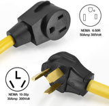 HZXVOGEN Extension Cord Adapter 10-30P to 6-50R 30 Amp Dryer Male Plug to 50 Amp 1.5FT 10AWG Welder Female Heavy Duty Adapter Cable Arc Tig Mig Welding Machine EV Charger Generator Connector
